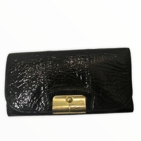Coach patent leather Kirsten checkbook wallet